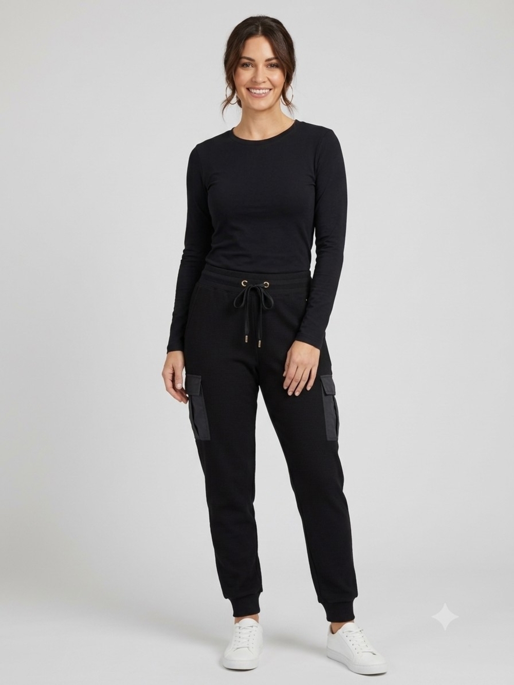 Calvin Klein Black Cargo Joggers with Drawcord Waist